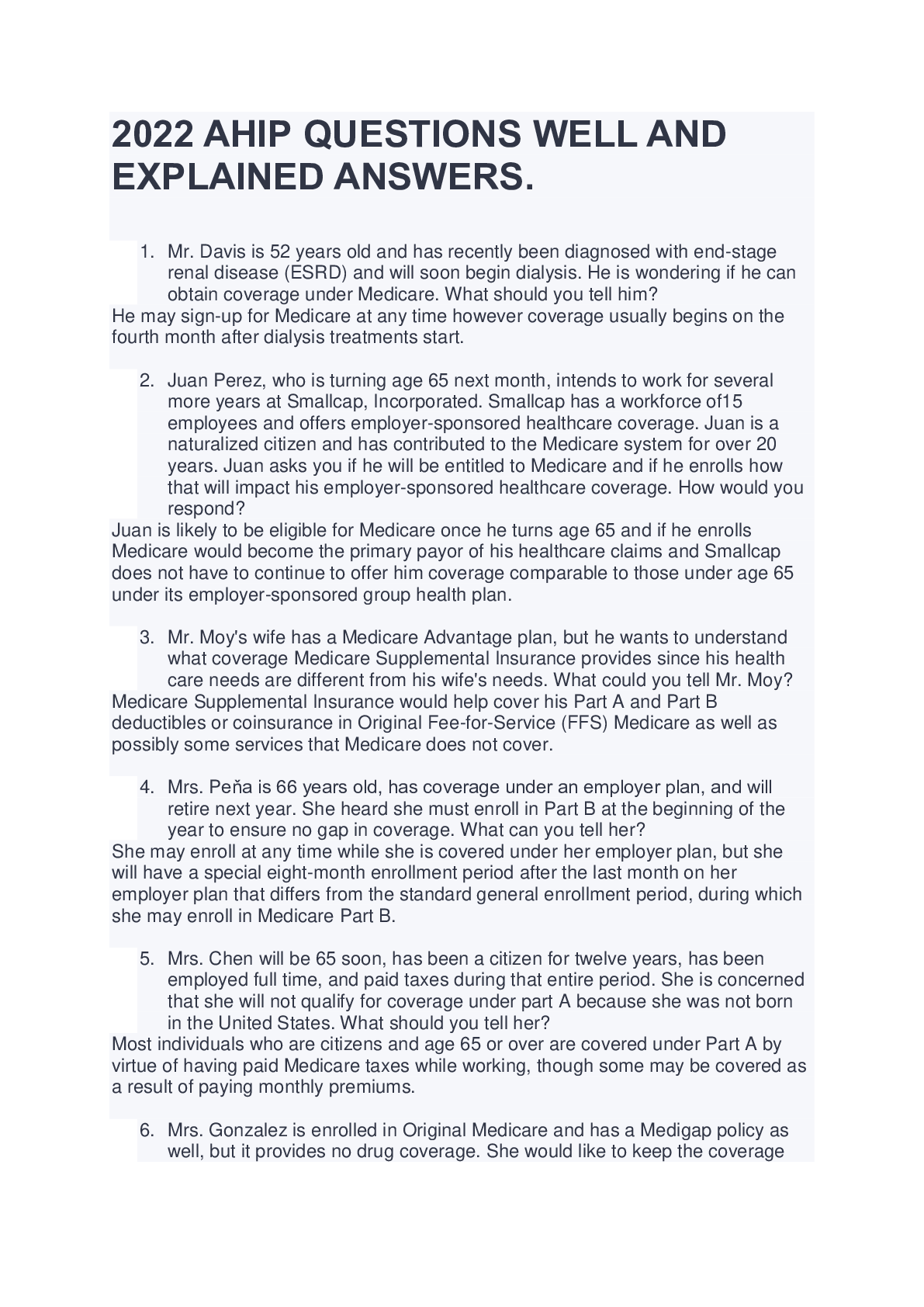 Preview image for 2022 AHIP QUESTIONS WELL AND EXPLAINED ANSWERS.